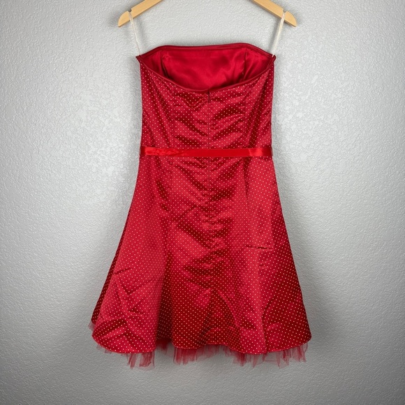 Jessica McClintock Gunne Sax Vintage Strapless Red Polka Dot Corset Dress 11/12 - Picture 6 of 9